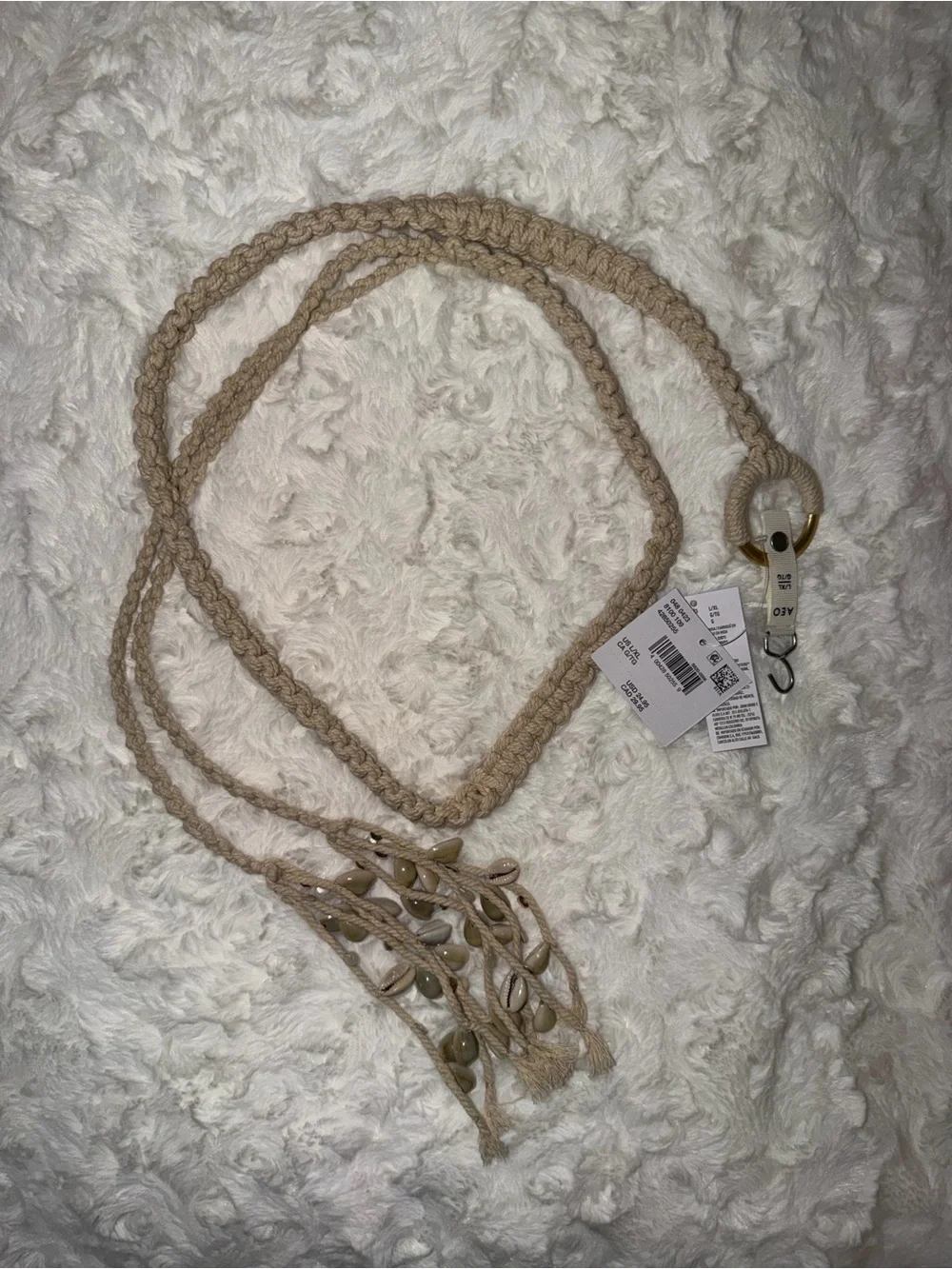 AE Crochet O-ring Shell Tassel Belt NWT L/XL